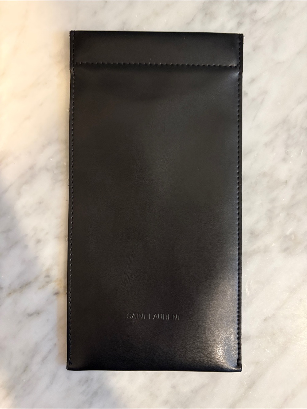 Saint Laurent Black Leather Glasses Case